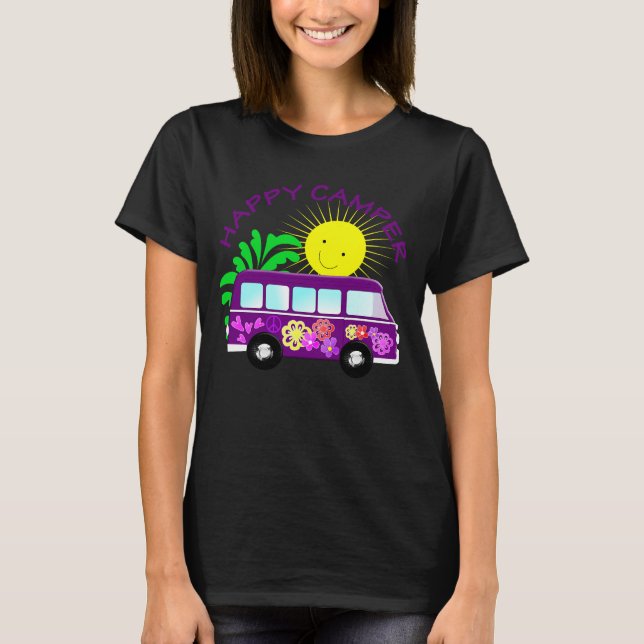 Camiseta Gráfico colorido feliz de Hippie Camper Van Fun (Anverso)