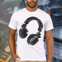 Camiseta Gráfico d.j. DJ de auriculares negros