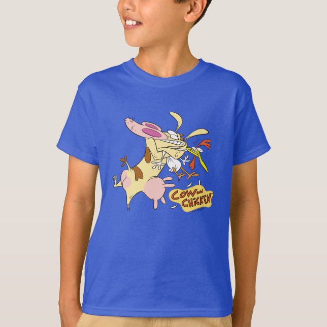 Camiseta Gráfico de abrazo de vaca y pollo (Anverso)