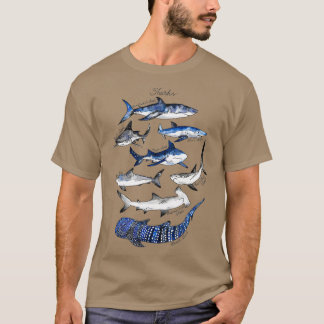 Camiseta Gráfico de acuarela de tiburones