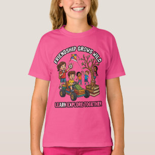 Camiseta Gráfico de amistad que crece salvaje, aprende y ex