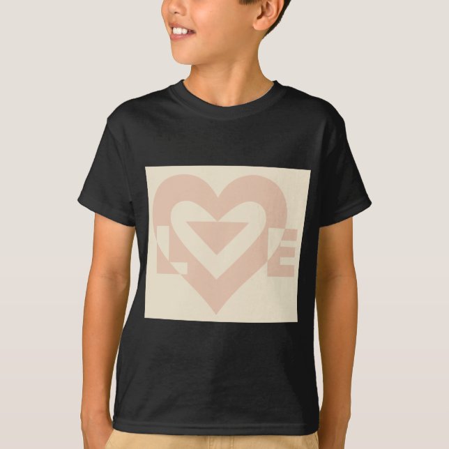 Camiseta Gráfico de amor lindo, beige crema (Anverso)
