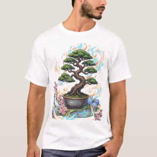 Camiseta Gráfico de árbol bonsai de estilo anime.