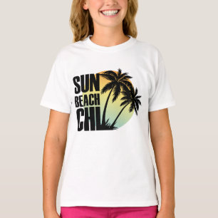 Camiseta Gráfico de árbol de palmas de sol, playa y píldora