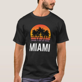 Camiseta Gráfico de árbol de palmas retro de Miami Sunset