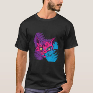 Camiseta Gráfico de arte retro de gatos colorido