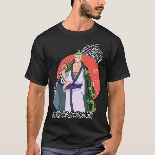 Camiseta Gráfico de arte retro japonés Zoro Anime (Anverso)