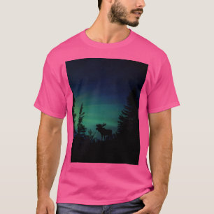 Camiseta Gráfico de Aurora Borealis Moose