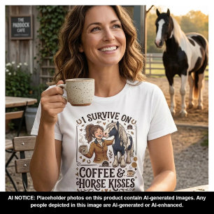 Camiseta Gráfico de Besos de Caballo de Café Antiguo