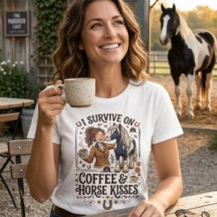 Camiseta Gráfico de Besos de Caballo de Café Antiguo