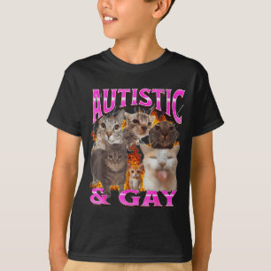 Camiseta Gráfico de Bootleg de Meme de Gato Divertido Autis
