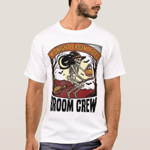 Camiseta Gráfico de Bruja Esqueleto Vintage en Escobas de H
