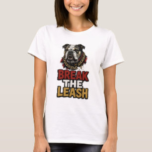Camiseta Gráfico de Bulldog Enfadado Rompe la Correa