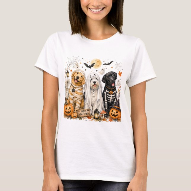 Camiseta Gráfico de cachorro de Halloween lindo (Anverso)
