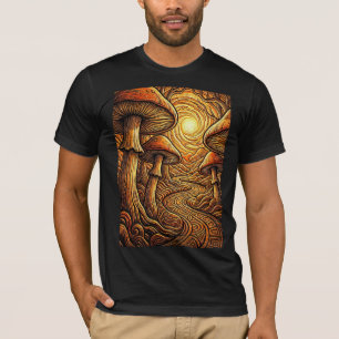 Camiseta Gráfico de camino del bosque surrealista con hongo