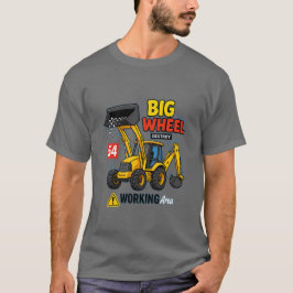 Camiseta Gráfico de Camión de Construcción de Ruedas Grande