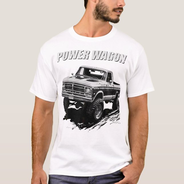 Camiseta Gráfico de camionetas de recogida de vagones de po (Anverso)