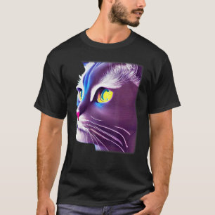 Camiseta Gráfico de cara de gato  animal mascota  estampado