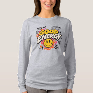 Camiseta Gráfico de Cara Sonriente de Buena Energía de Stre
