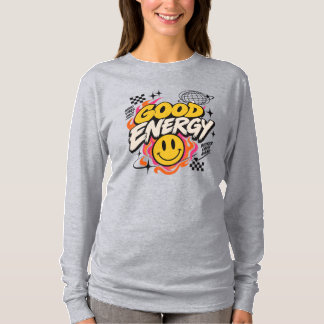 Camiseta Gráfico de Cara Sonriente de Buena Energía de Stre