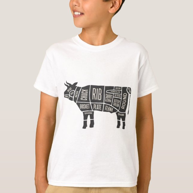 Camiseta Gráfico de carnicería de vaca (Anverso)