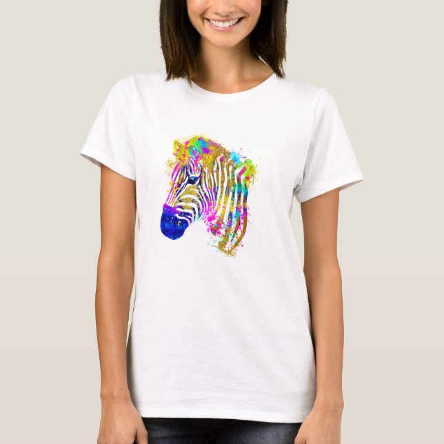 Camiseta Gráfico de cebra con salpicaduras de pintura de ac (Anverso)