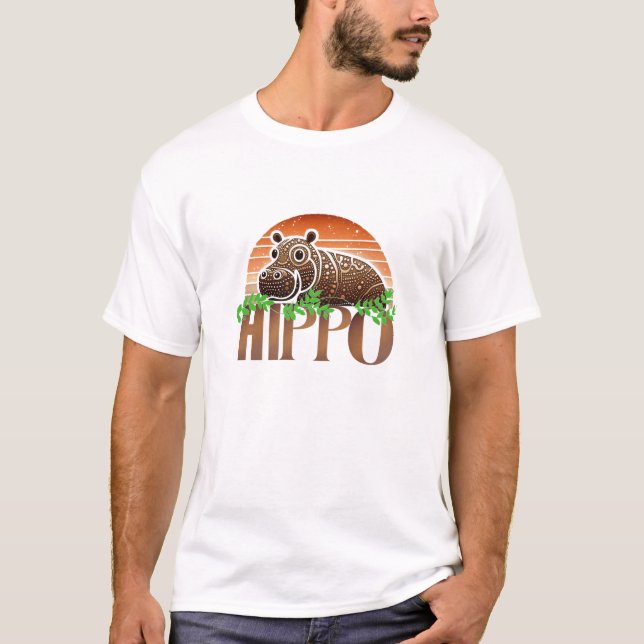 Camiseta Gráfico de Charm Rústico Hippo (Anverso)