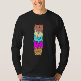 Camiseta Gráfico de Chicas de verano de helados de gato de 