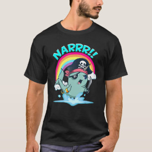 Camiseta Gráfico de Chiste de Unicornio en Narwhal Pirate N