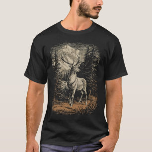 Camiseta Gráfico de Ciervo Rústico Mujeres Hombres