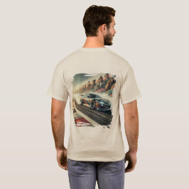 Camiseta Gráfico de coche y mural de fans en pista de carre