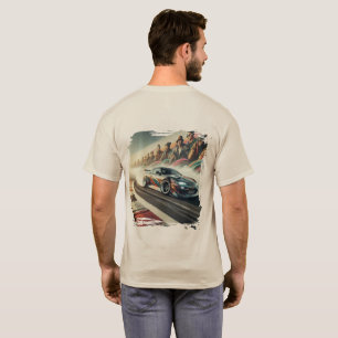 Camiseta Gráfico de coche y mural de fans en pista de carre