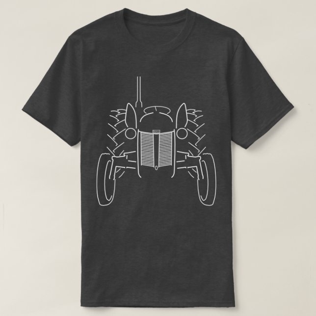 Camiseta Gráfico de contorno blanco del tractor Ferguson TE (Diseño del anverso)