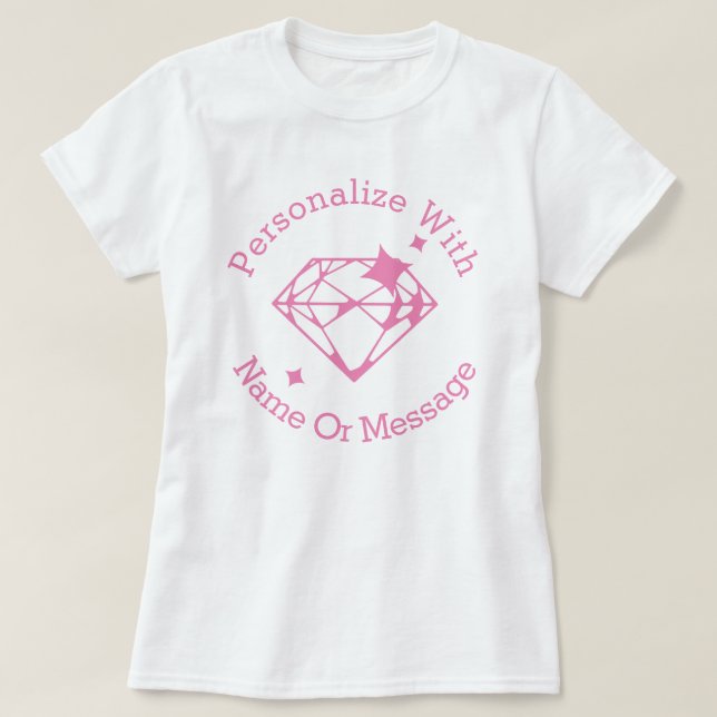 Camiseta Gráfico de diamante rosado PERSONALIZADO (Diseño del anverso)