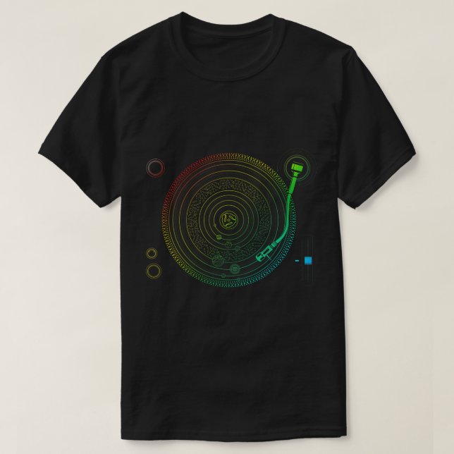Camiseta Gráfico de DJ espacial - Sistema solar girable EDM (Diseño del anverso)