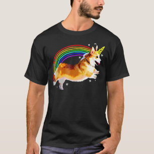Camiseta Gráfico de Doodle de Arcoíris Corgi Unicornio
