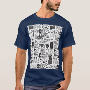 Camiseta Gráfico de Doodles de Música 1