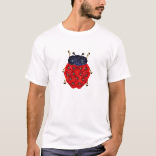 Camiseta Gráfico de Escarabajo de Flor de Amapola Roja