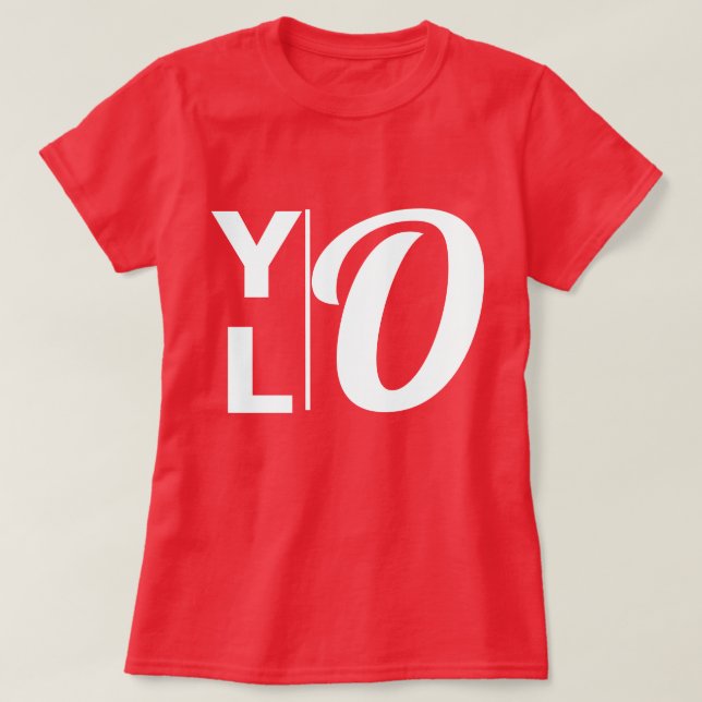 Camiseta Gráfico de eslogan de moda femenino YOLO (Diseño del anverso)
