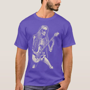 Camiseta Gráfico de esqueleto tocando guitarra Rock and Rol