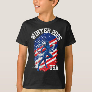 Camiseta gráfico de esquí con bandera de EEUU