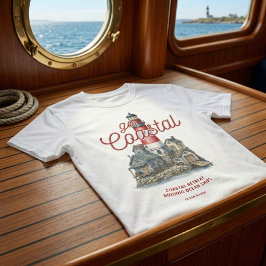 Camiseta Gráfico de Faro Antiguo y Pueblo Costero
