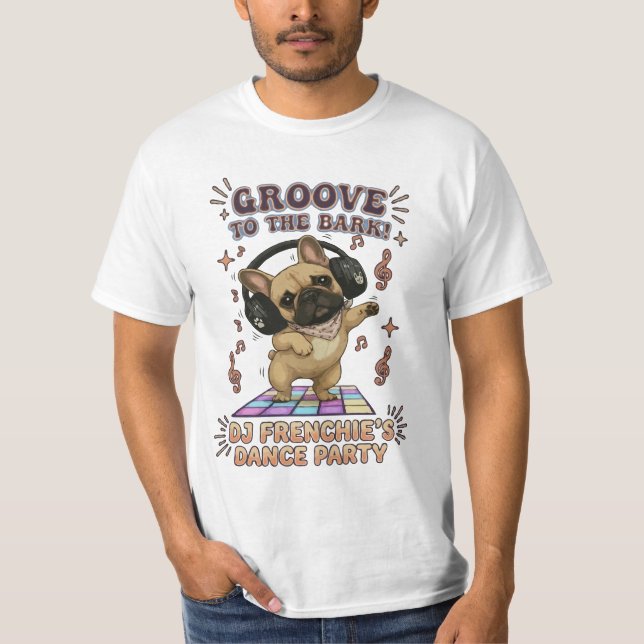 Camiseta Gráfico de fiesta de baile Retro DJ Frenchie (Anverso)