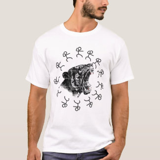 Camiseta gráfico de figura de palo de tigre rugiente