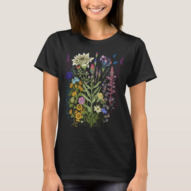 Camiseta Gráfico De Flores Para Mujeres Flores Silvestres (Anverso)