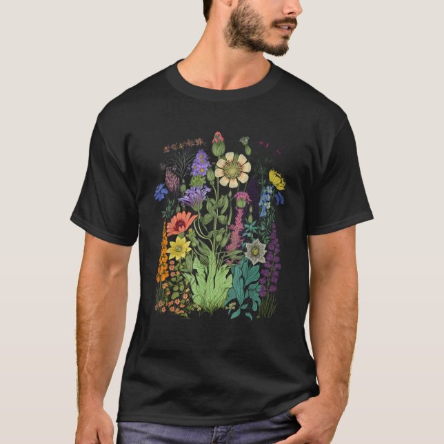 Camiseta Gráfico De Flores Para Mujeres Flores Silvestres F (Anverso)