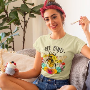 Camiseta Gráfico de Flores salvajes de Bee Kind
