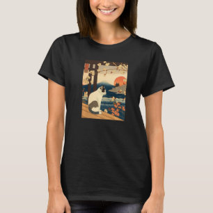 Camiseta Gráfico de gato japonés de tatuaje Ukiyo y Kanagaw