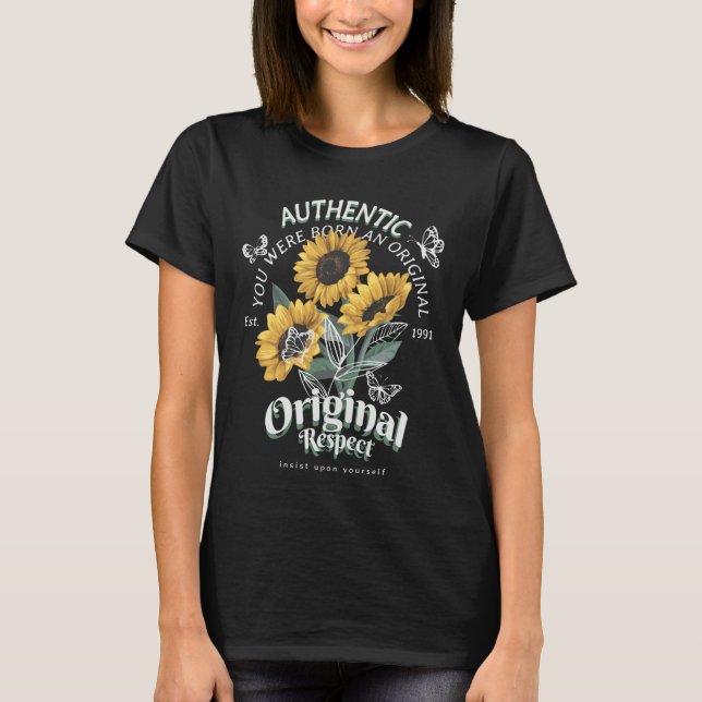 Camiseta Gráfico de girasoles y mariposas (Anverso)