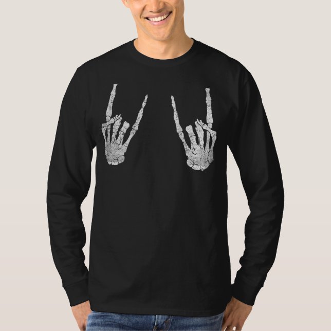 Camiseta Gráfico de halloween de moda detrás del Skeleton R (Anverso)